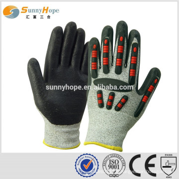 Sunnyhope HPPE noir PU revêtu de chocolat choc, gants TPR